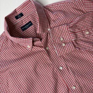 Peter Millar Collection Shirt Red Plaid Button Down Long Sleeve Men's Size L